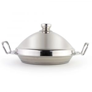 Marokkanische Tajine „CocoWhite“ – 34 cm, Induktion, Edelstahl-Silber